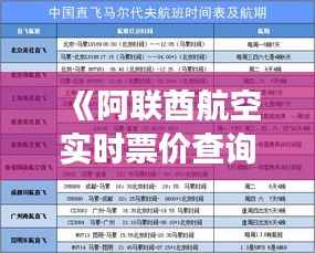 《阿联酋航空实时票价查询：轻松掌握航班价格信息》