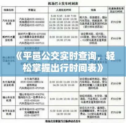 《平邑公交实时查询，轻松掌握出行时间表》