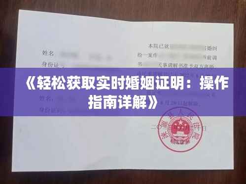 《轻松获取实时婚姻证明：操作指南详解》
