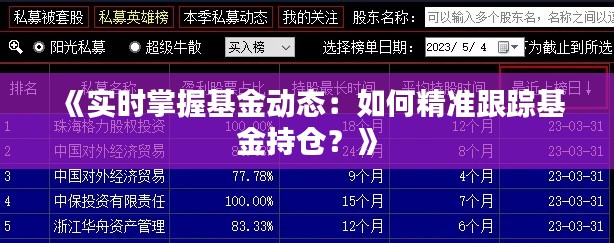 《实时掌握基金动态：如何精准跟踪基金持仓？》