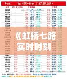 《虹桥七路实时时刻表详析：出行无忧指南》