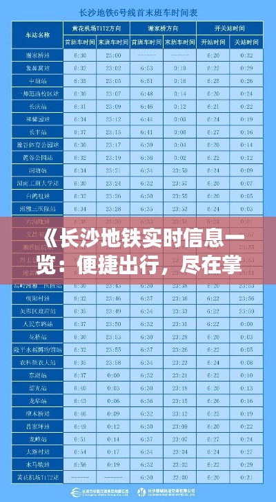 《长沙地铁实时信息一览：便捷出行，尽在掌握》