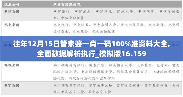 往年12月15日管家婆一肖一码100%准资料大全,全面数据解析执行_模拟版16.159