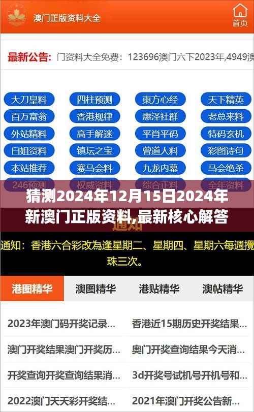 猜测2024年12月15日2024年新澳门正版资料,最新核心解答落实_苹果款15.500