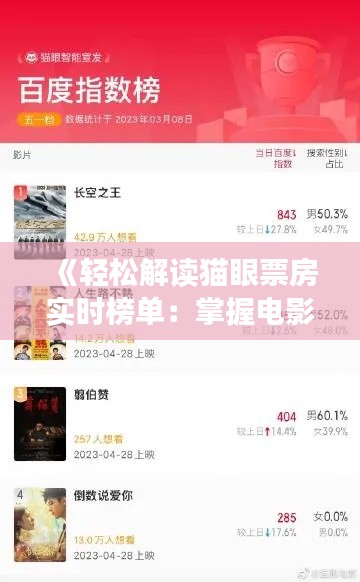 《轻松解读猫眼票房实时榜单:掌握电影市场动态的秘籍》