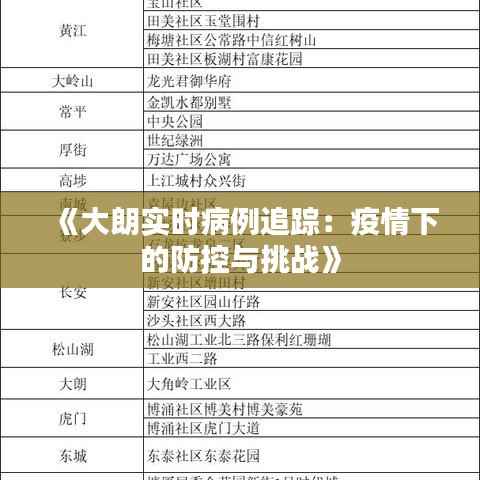 《大朗实时病例追踪:疫情下的防控与挑战》
