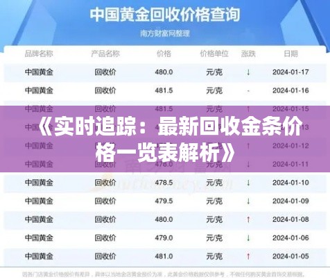 《实时追踪：最新回收金条价格一览表解析》