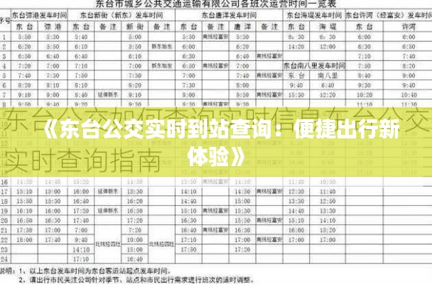 《东台公交实时到站查询：便捷出行新体验》