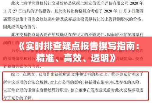 《实时排查疑点报告撰写指南：精准、高效、透明》