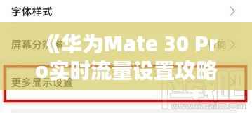 《华为Mate 30 Pro实时流量设置攻略：轻松掌控网络使用》