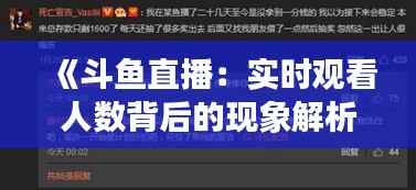《斗鱼直播:实时观看人数背后的现象解析》