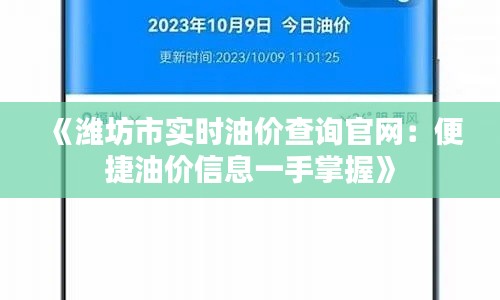 《潍坊市实时油价查询官网:便捷油价信息一手掌握》