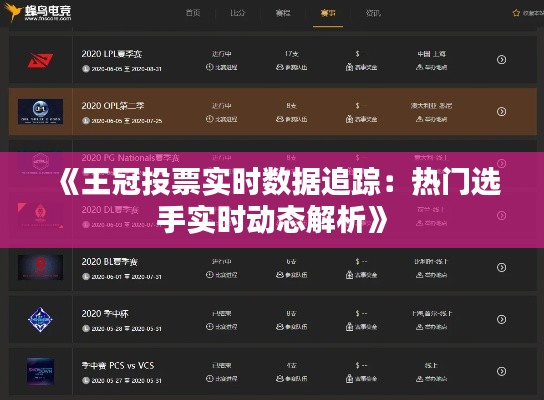 《王冠投票实时数据追踪：热门选手实时动态解析》