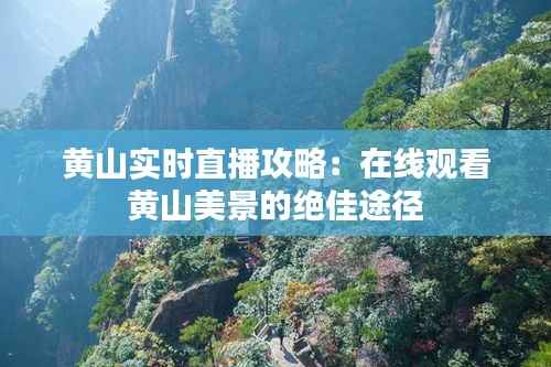 黄山实时直播攻略：在线观看黄山美景的绝佳途径
