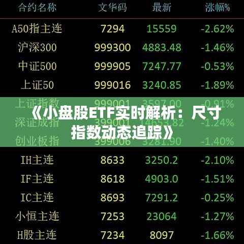 《小盘股ETF实时解析：尺寸指数动态追踪》