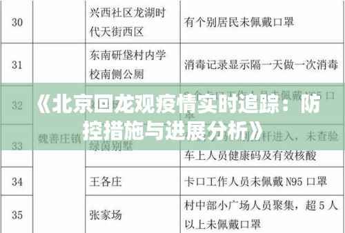 《北京回龙观疫情实时追踪：防控措施与进展分析》
