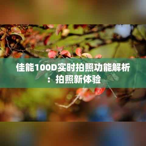 佳能100D实时拍照功能解析：拍照新体验