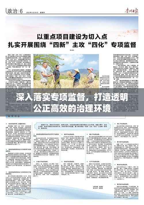 深入落实专项监督，打造透明公正高效的治理环境