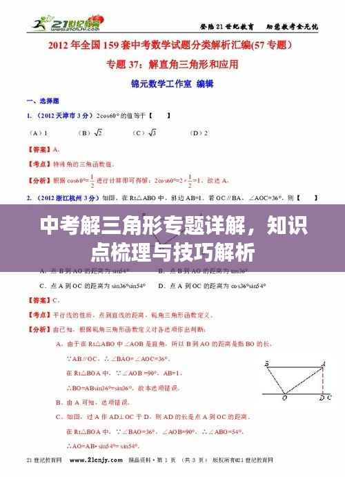 中考解三角形专题详解，知识点梳理与技巧解析