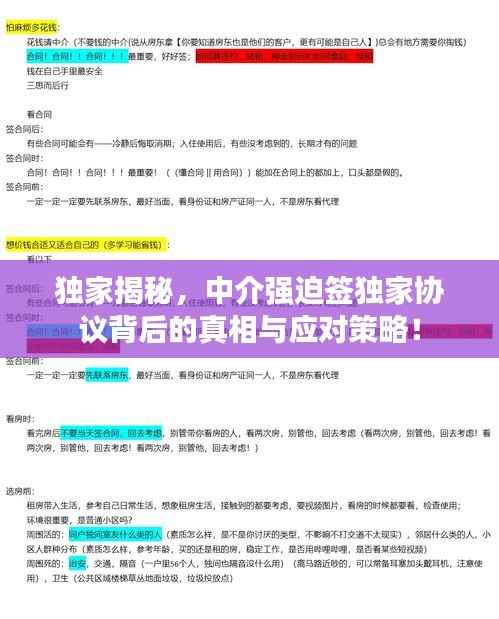 独家揭秘,中介强迫签独家协议背后的真相与应对策略!