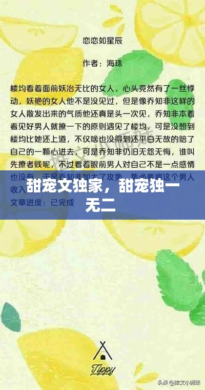 甜宠文独家，甜宠独一无二 