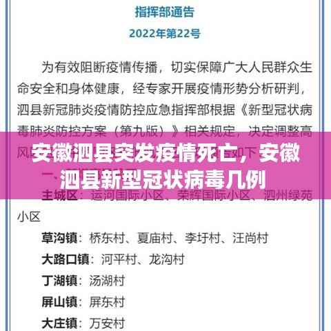 安徽泗县突发疫情死亡，安徽泗县新型冠状病毒几例 