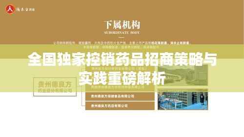 全国独家控销药品招商策略与实践重磅解析