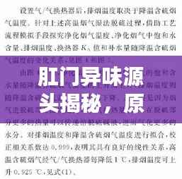 肛门异味源头揭秘，原因、影响与防治策略