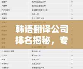 韩语翻译公司排名揭秘,专业翻译服务顶尖之选榜单
