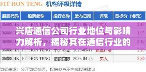 兴唐通信公司行业地位与影响力解析，揭秘其在通信行业的排名与影响力