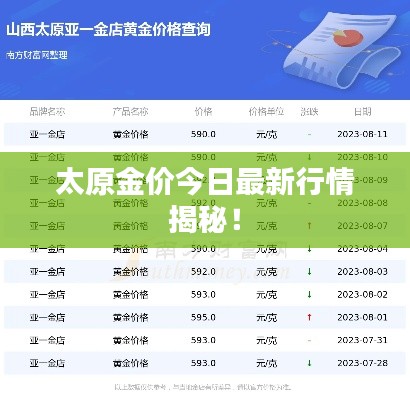 太原金价今日最新行情揭秘!