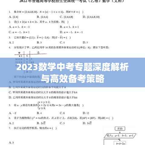 2023数学中考专题深度解析与高效备考策略