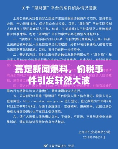 嘉定新闻爆料，偷税事件引发轩然大波