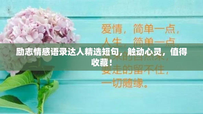 励志情感语录达人精选短句，触动心灵，值得收藏！