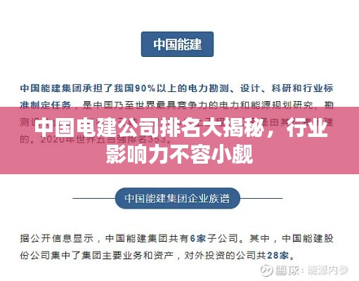 中国电建公司排名大揭秘，行业影响力不容小觑