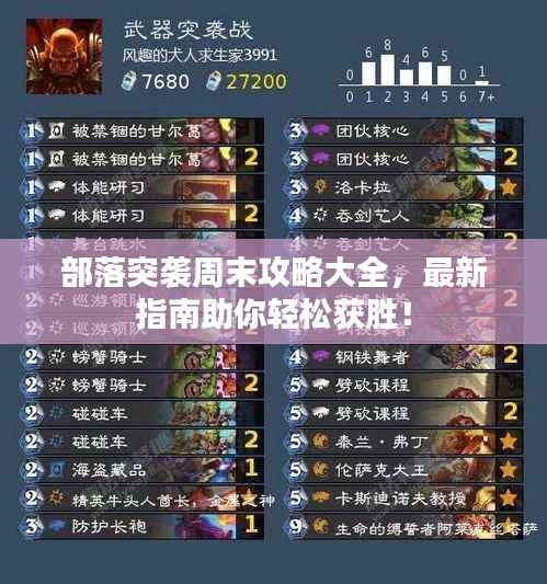 部落突袭周末攻略大全,最新指南助你轻松获胜!