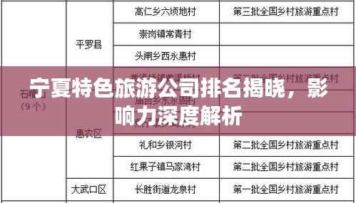 宁夏特色旅游公司排名揭晓，影响力深度解析