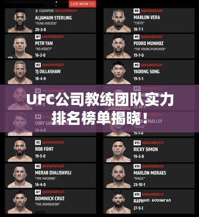 UFC公司教练团队实力排名榜单揭晓!