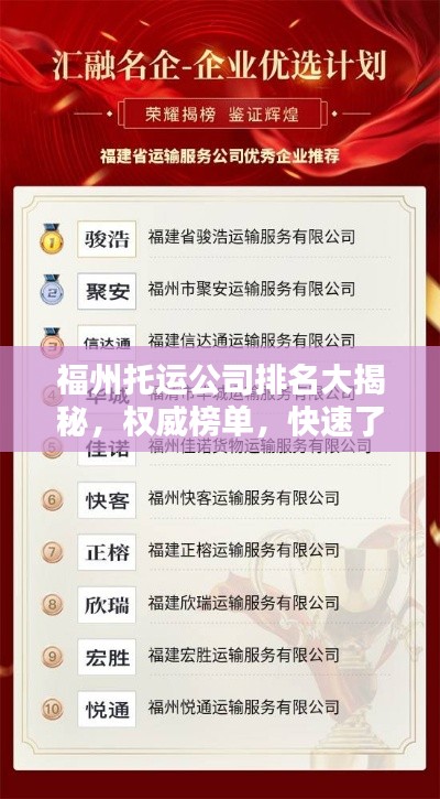 福州托运公司排名大揭秘，权威榜单，快速了解优质服务企业！