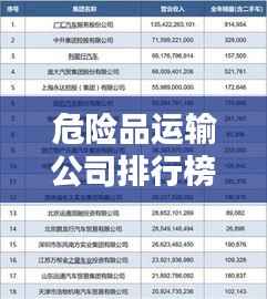 危险品运输公司排行榜及行业影响力解析