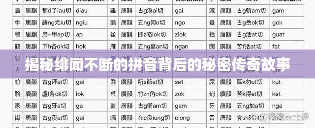 揭秘绯闻不断的拼音背后的秘密传奇故事
