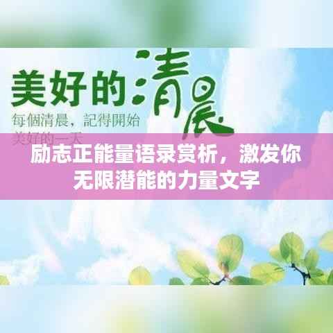 励志正能量语录赏析,激发你无限潜能的力量文字