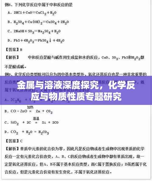 金属与溶液深度探究，化学反应与物质性质专题研究
