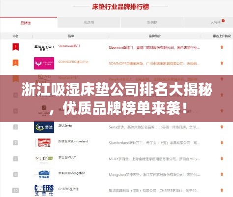 浙江吸湿床垫公司排名大揭秘，优质品牌榜单来袭！