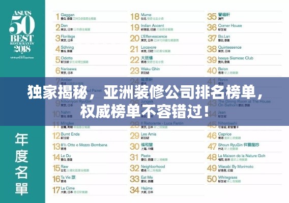 独家揭秘,亚洲装修公司排名榜单,权威榜单不容错过!