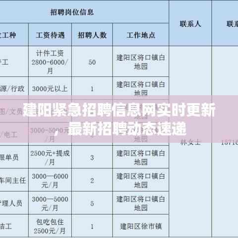 建阳紧急招聘信息网实时更新，最新招聘动态速递