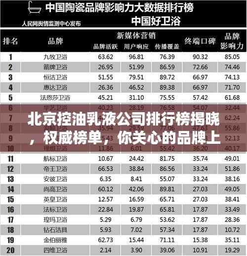 北京控油乳液公司排行榜揭晓，权威榜单，你关心的品牌上榜！