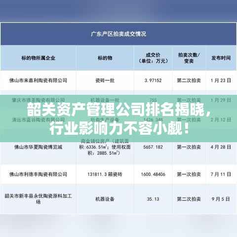 韶关资产管理公司排名揭晓，行业影响力不容小觑！