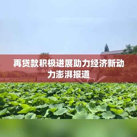 再贷款积极进展助力经济新动力澎湃报道