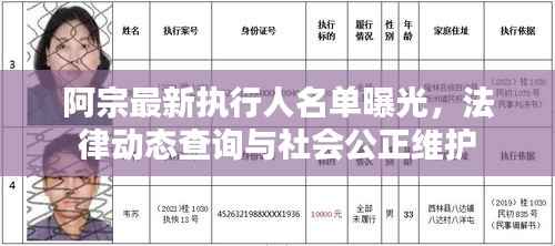 阿宗最新执行人名单曝光，法律动态查询与社会公正维护